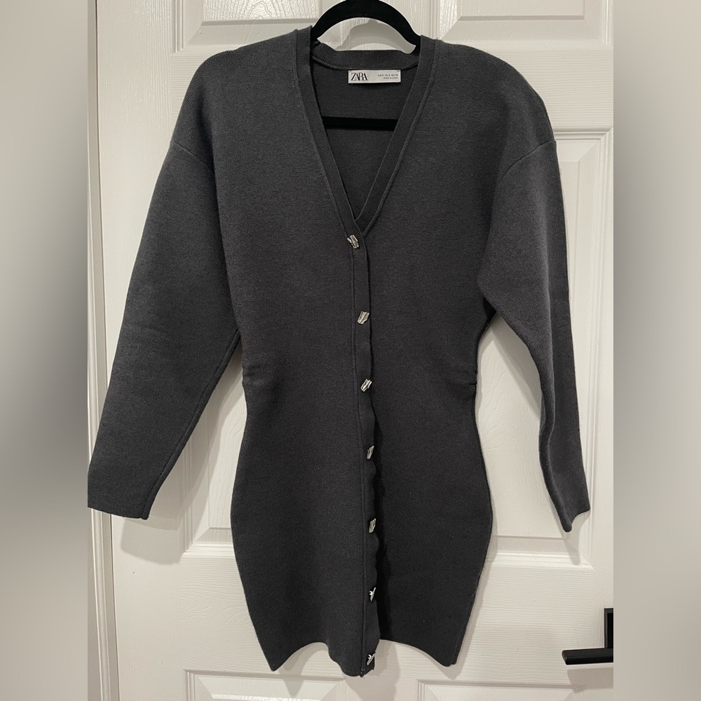 Zara Charcoal V-Neck Cardigan